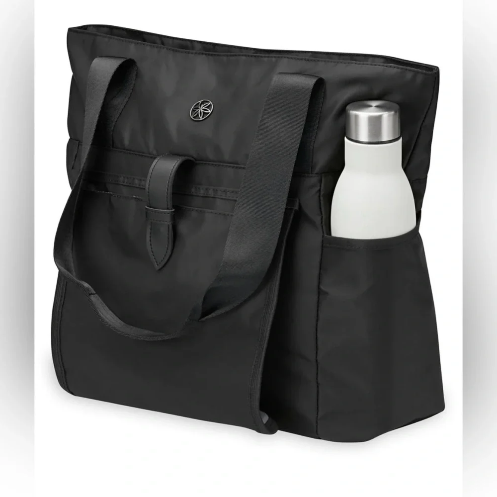 GAIAM Black Tote Bag with White Yoga Mat Holder - Picture 4 of 7